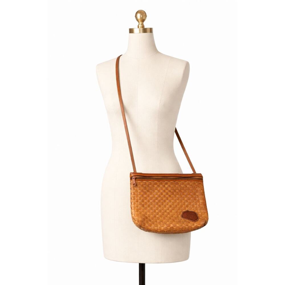 Vintage Carlos Falchi Woven Leather Crossbody Bag Made in USA
